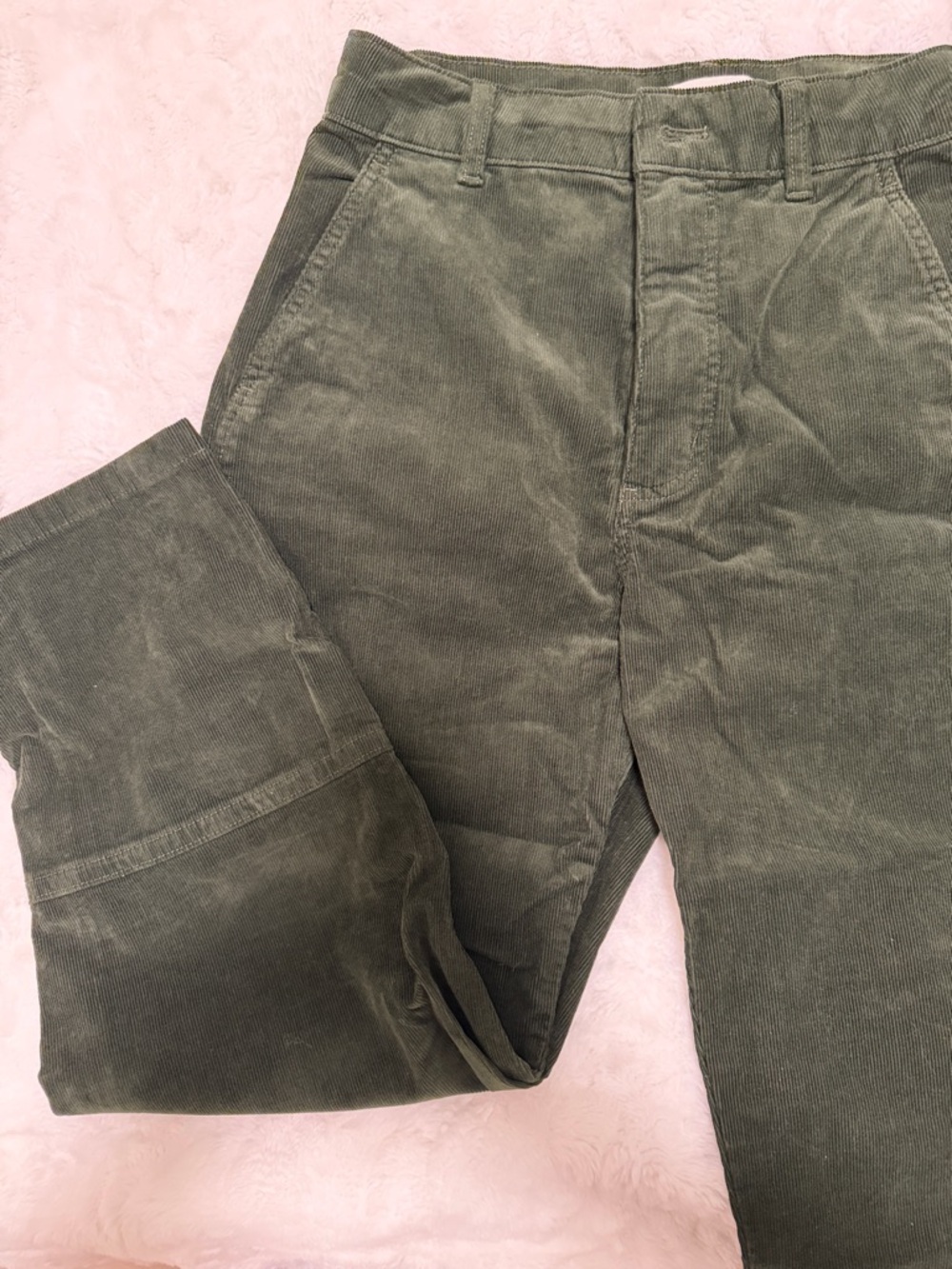 Women’s Dark Olive Green Corduroy Barrel Pants